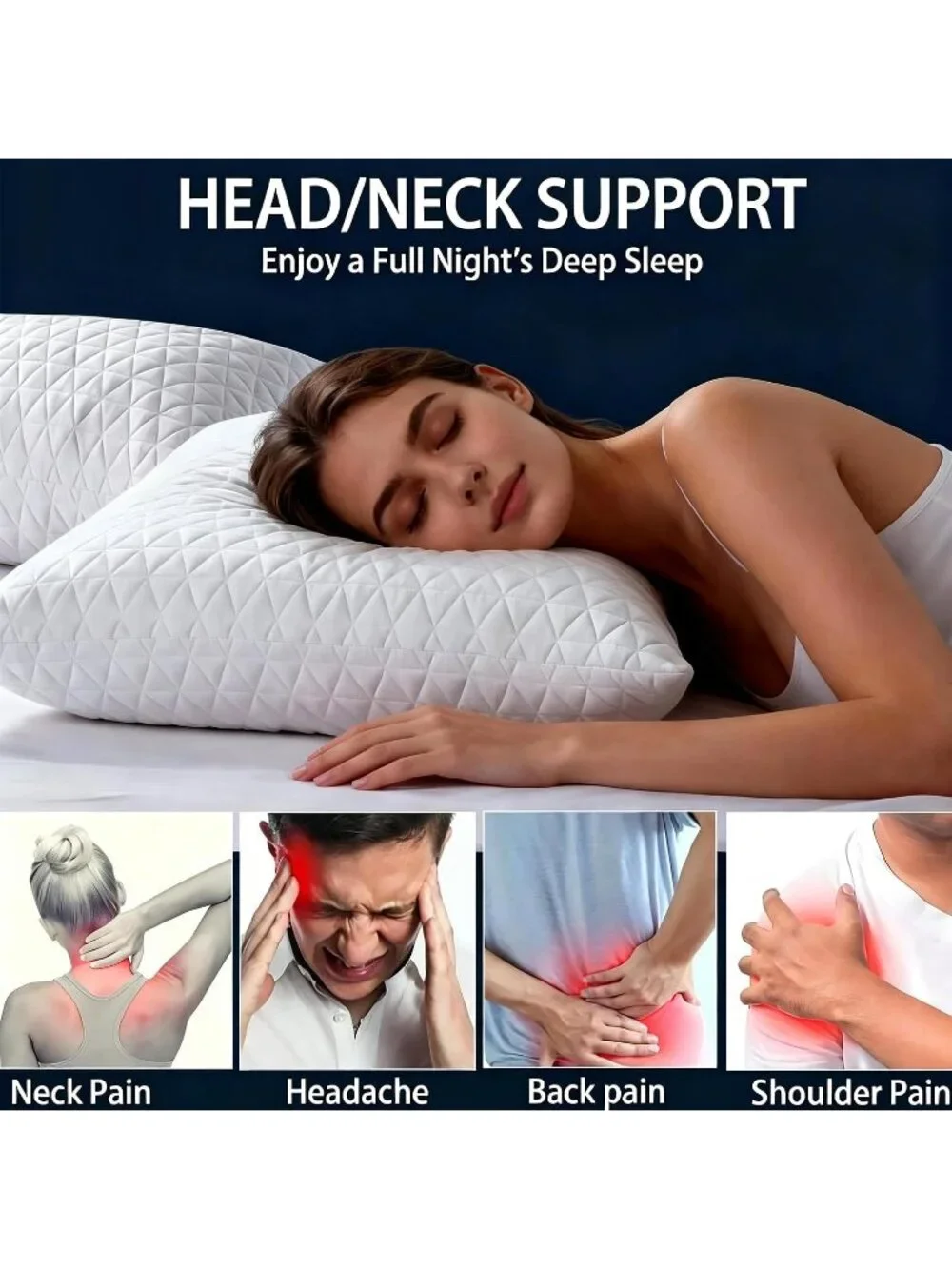 〽️Memory Foam Pillows Standard Size Set of 2 Firm Adjustable Cooling Bed Pillow